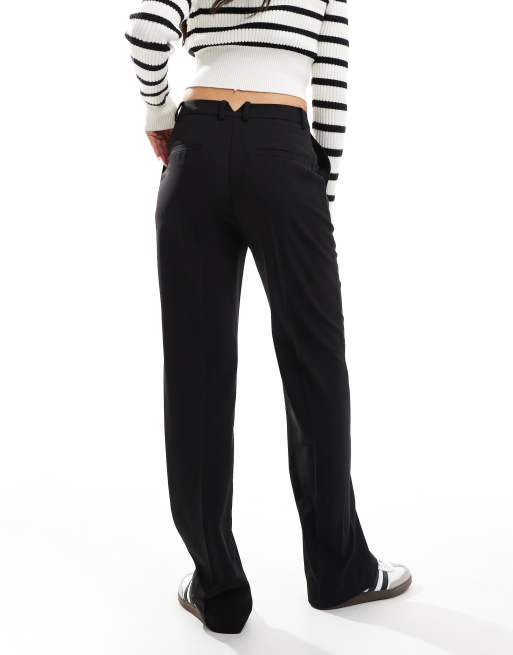 Pantalones de sastre negros de pernera recta y talle alto de ASOS DESIGN , 2 de 5