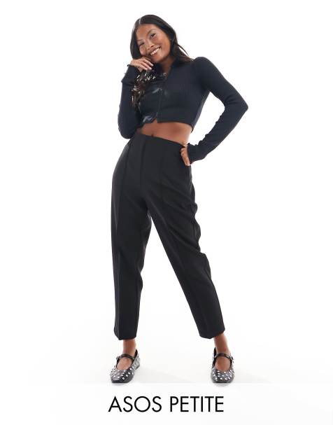 Pantalones de sastre negros de pernera tapered y talle alto con detalle de costuras de ASOS DESIGN Petite - view 1