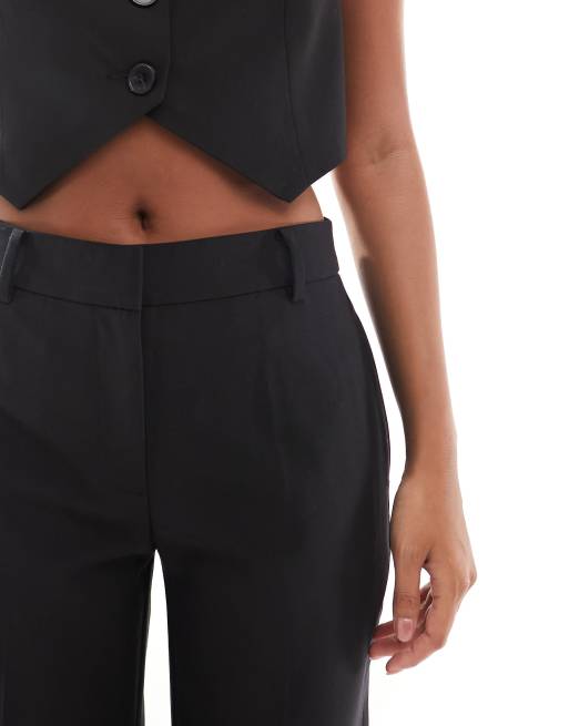 Pantalones de sastre negros rectos de ASOS DESIGN Petite, 2 de 5