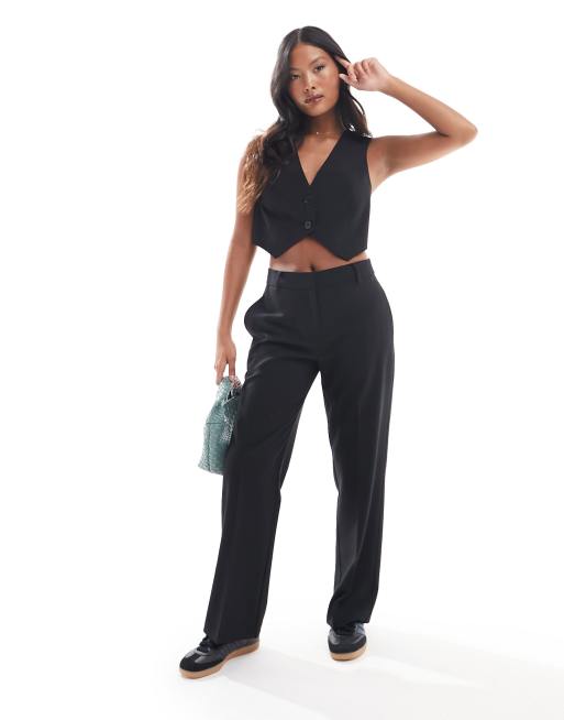 Pantalones de sastre negros rectos de ASOS DESIGN Petite, 4 de 5