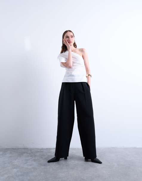 Pantalones de sastre negros sueltos con cinturilla de estilo depurado de Topshop (parte de un conjunto) - view 1