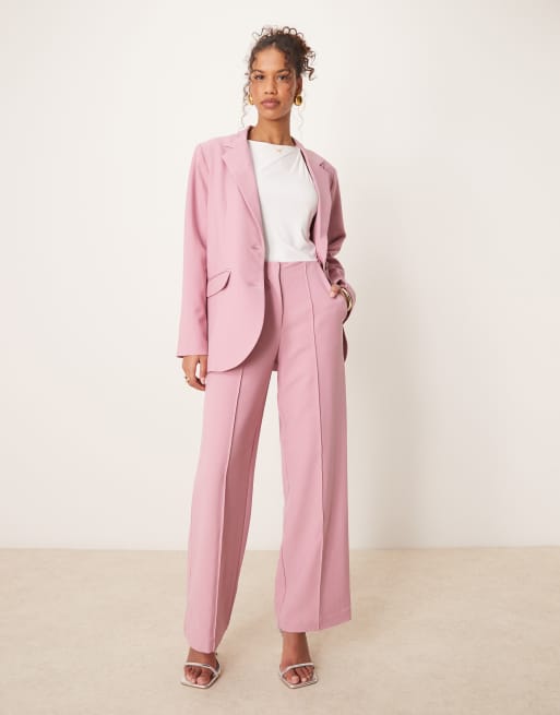 Pantalones de sastre rosa claro de pernera ancha y talle alto de YAS (parte de un conjunto)
