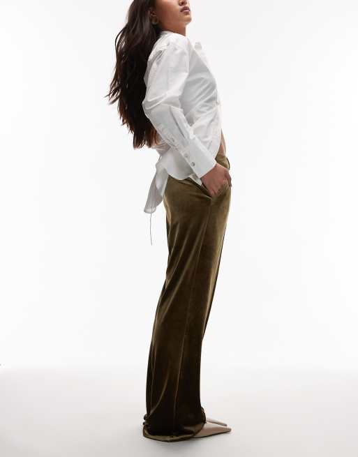 Pantalones de sastre verde oliva de corte recto slim de terciopelo de ASOS DESIGN, 2 de 5