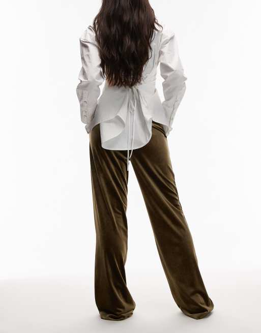 Pantalones de sastre verde oliva de corte recto slim de terciopelo de ASOS DESIGN, 3 de 5