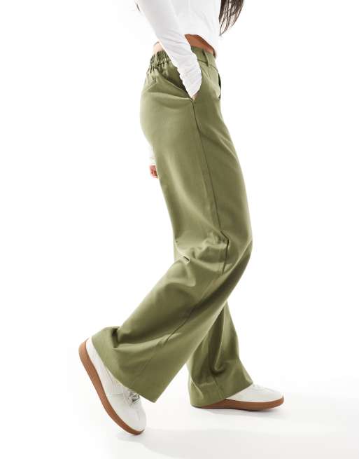Pantalones de sastre verde oliva de pernera ancha de Object, 4 de 5