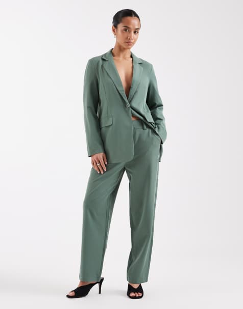 Pantalones de sastre verdes de pernera recta de Vero Moda Petite (parte de un conjunto) - view 1