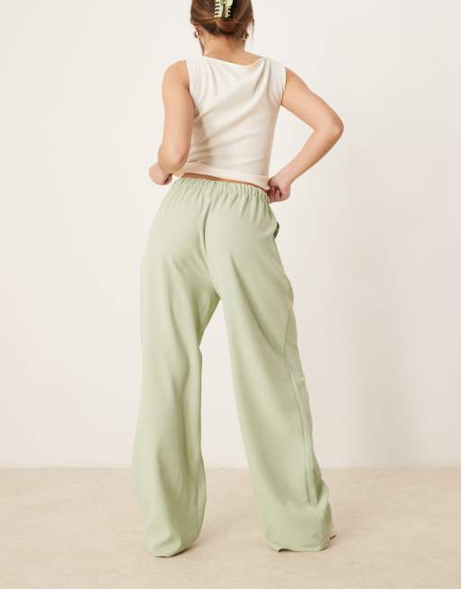 Pantalones de sastre verdes sin cierres de tejido efecto lino de ASOS DESIGN, 3 de 5