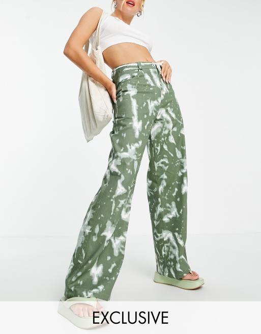 Pantalon tie dye verde new arrivals