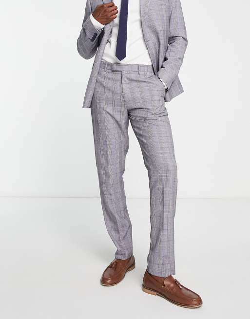 Pantalones de traje a cuadros azules y naranjas de corte pitillo de Harry Brown