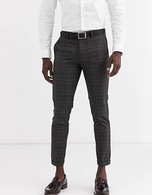 Pantalones de traje a cuadros en gris de Jack & Jones Premium