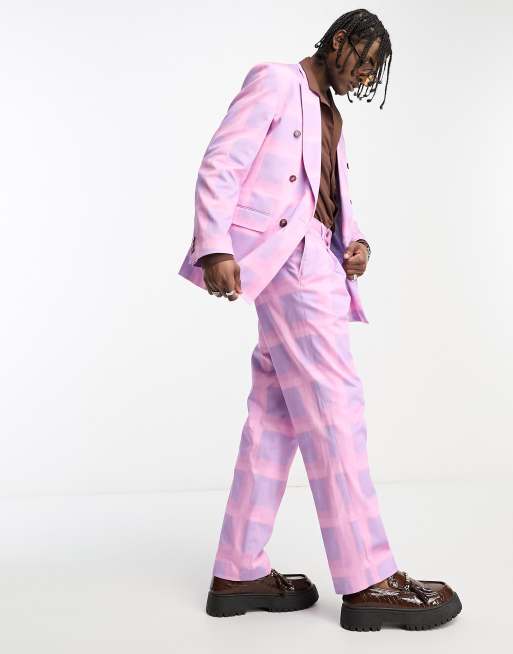 Pantalones de traje a cuadros morados Isco de Viggo