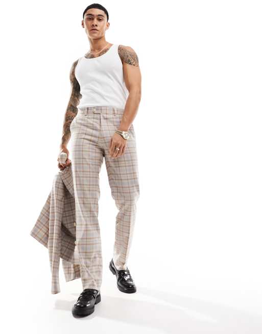Pantalones de traje a cuadros naranjas de corte recto de Devils Advocate