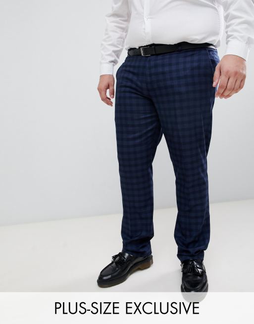 Pantalones de traje ajustados a cuadros en azul marino exclusivos en ASOS Hurstleigh de Farah