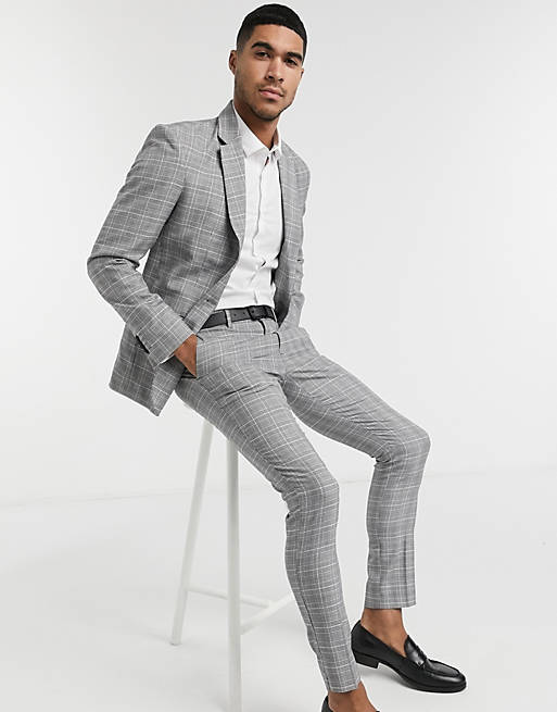 Moda Trajes Pantalones de vestir M&S Collection Pantal\u00f3n de vestir gris claro estampado a cuadros look casual 