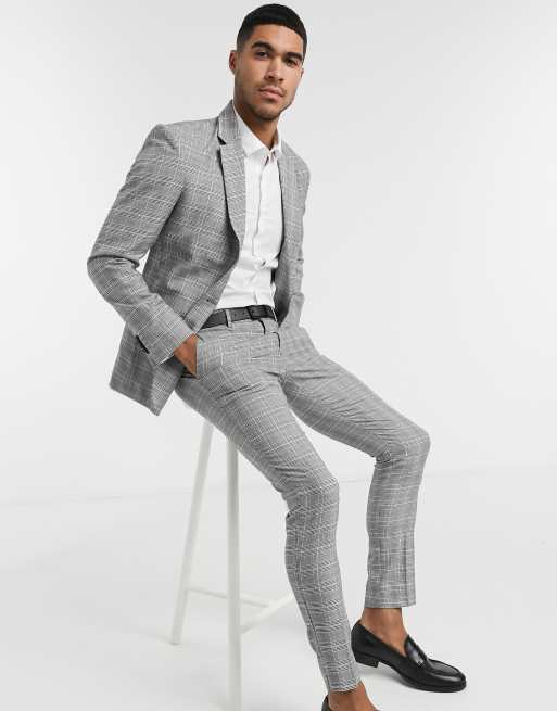 Pantalon a cuadros gris hot sale