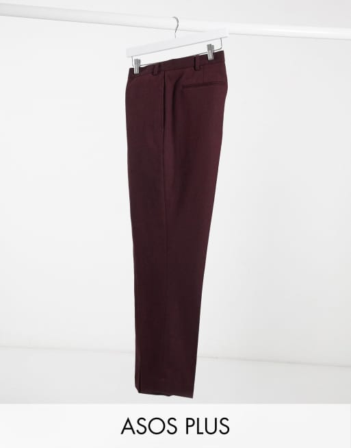 Traje muy ajustado de mezcla de lana en burdeos de ASOS DESIGN Plus wedding, 4 de 4