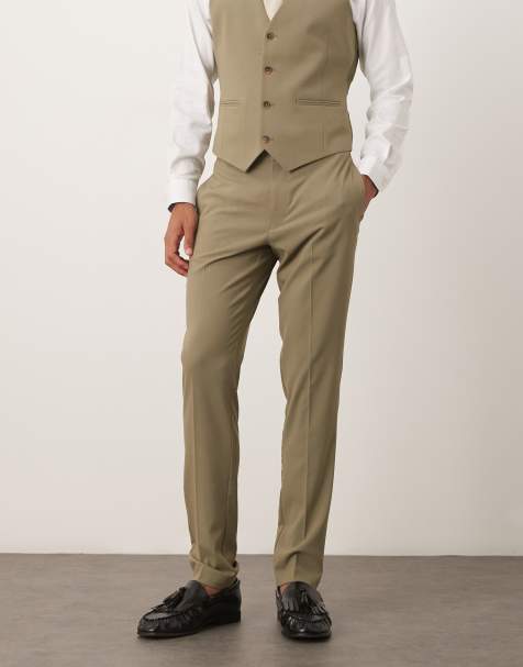 Pantalones de traje ajustados en caqui de ASOS DESIGN - view 1