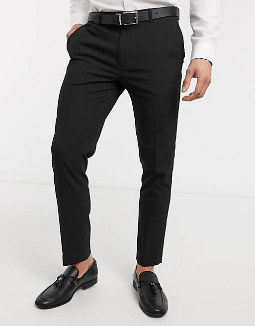 Pantalones de traje ajustados en negro de Burton Menswear