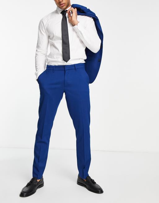 Pantalones de traje azul añil de corte slim de New Look
