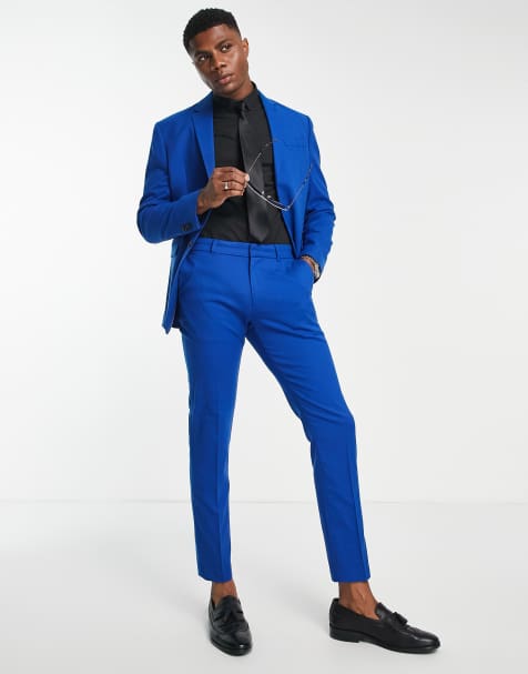 Pantalones de traje azul luminoso de corte pitillo de New Look - view 1