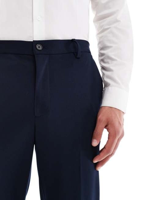 Pantalones de traje azul marino de corte slim de punto liso de Jack & Jones, 4 de 5