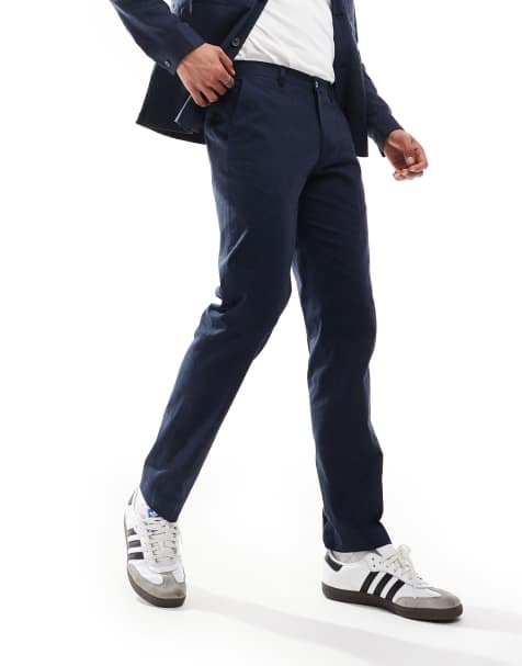 Pantalones de traje azul marino de estilo casual de mezcla de lino de Jack & Jones Premium - view 1