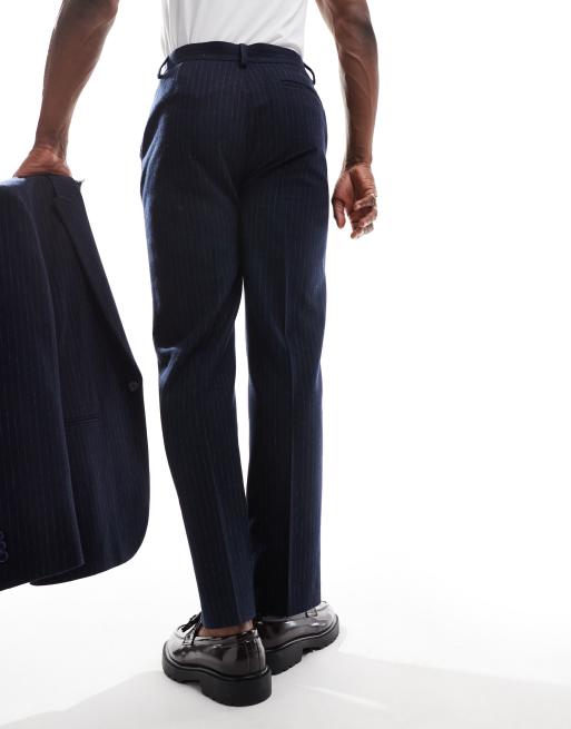 Pantalones de traje azul marino de pernera recta con raya diplomática de ASOS DESIGN, 2 de 5