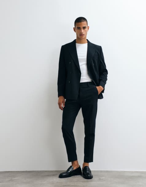 Pantalones de traje azul marino oscuro de corte tapered de ASOS DESIGN - view 1