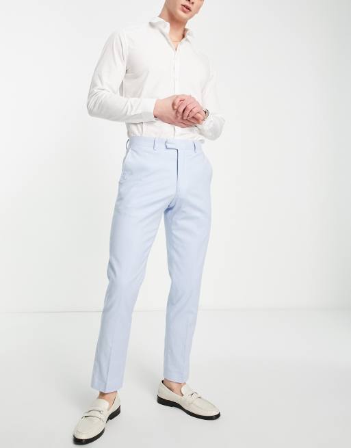 Pantalones de traje azul pastel de lino de French Connection ASOS