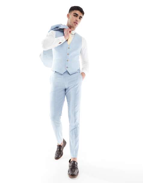 Pantalones de traje azules de corte pitillo con acabado texturizado de ASOS DESIGN Wedding - view 1