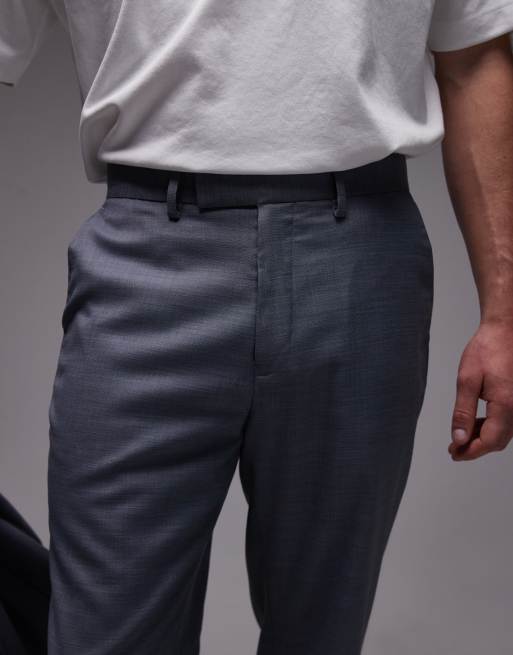 Pantalones de traje azules de corte recto de Topman, 3 de 5