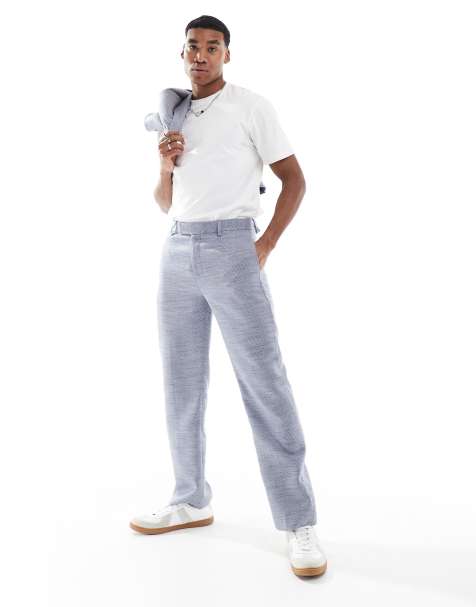 Pantalones de traje azules de pernera recta de tejido texturizado de ASOS DESIGN - view 1