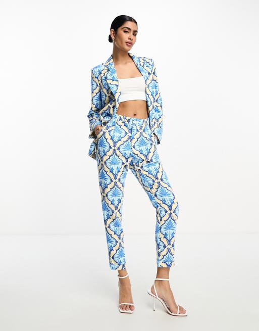 Pantalones de traje azules estampados Dynasty de Never Fully Dressed (parte de un conjunto)