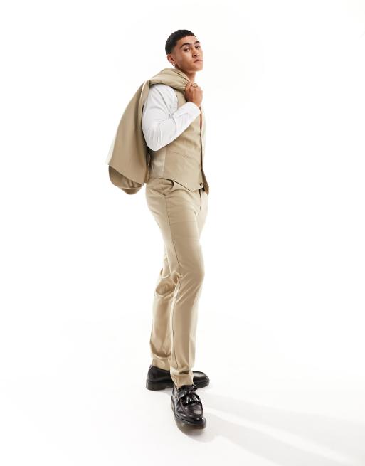 Pantalones de traje beis de corte pitillo de ASOS DESIGN