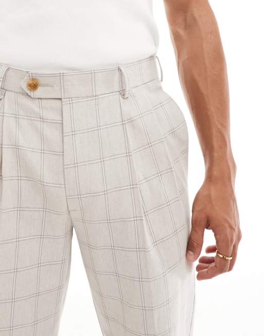 Pantalones de traje beis de corte recto a cuadros tipo cuadrícula a tono de ASOS DESIGN, 3 de 5
