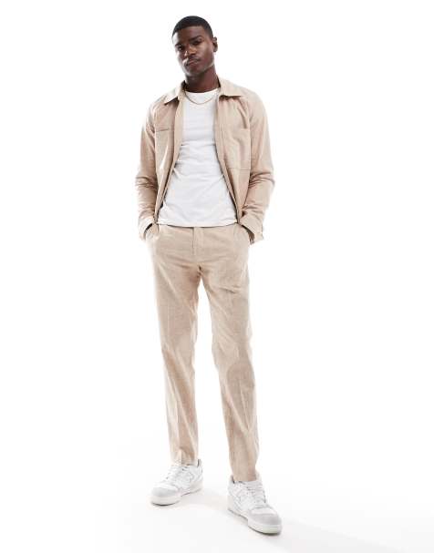 Pantalones de traje beis de estilo casual de mezcla de lino de Jack & Jones Premium - view 1