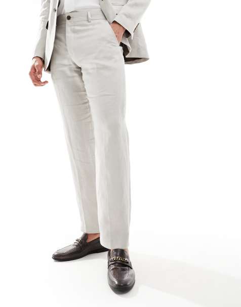 Pantalones de traje beis de mezcla de lino de Selected Homme - view 1