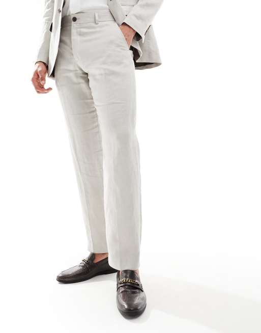 Pantalones de traje beis de mezcla de lino de Selected Homme