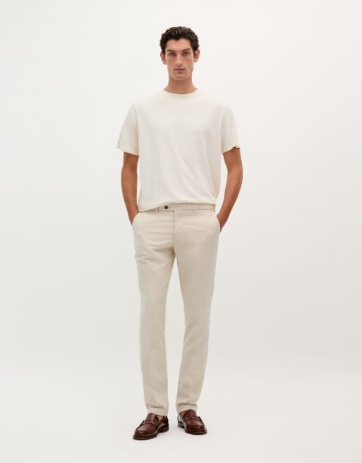Pantalones de traje blanco hueso de mezcla de lino Duomo de Scalpers