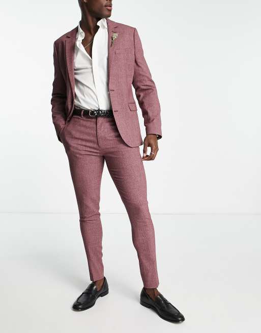 Pantalones de traje burdeos microtexturizados de corte superpitillo de ASOS DESIGN Wedding, 2 de 4