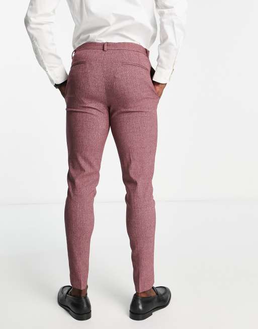 Pantalones de traje burdeos microtexturizados de corte superpitillo de ASOS DESIGN Wedding, 4 de 4
