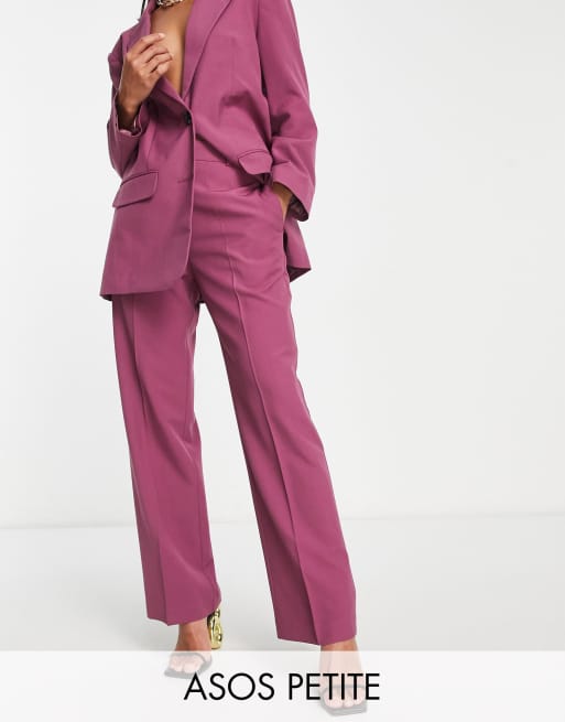 Pantalones de traje color ciruela de corte slim recto Mix & Match de ASOS DESIGN Petite