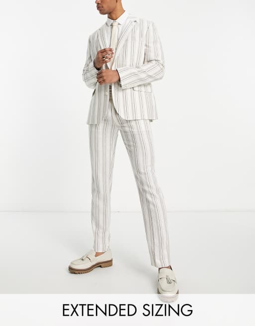 Pantalones de traje color crudo a rayas de corte slim de ASOS DESIGN