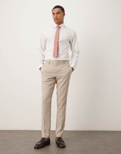 Pantalones de traje color crudo de corte pitillo de ASOS DESIGN, 2 de 5