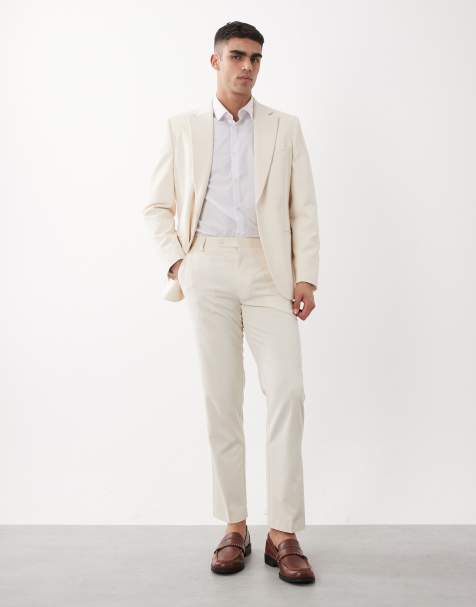 Pantalones de traje color crudo de corte slim de ASOS DESIGN - view 1