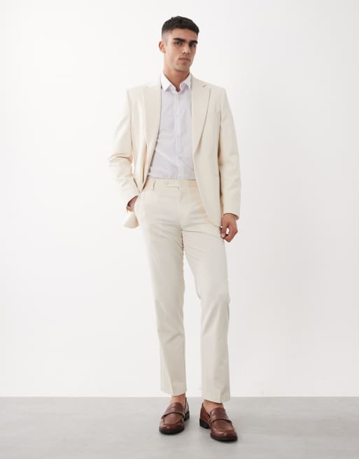 Pantalones de traje color crudo de corte slim de ASOS DESIGN