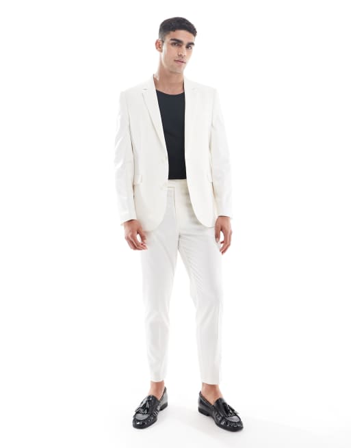 Pantalones de traje color crudo de corte tapered de ASOS DESIGN