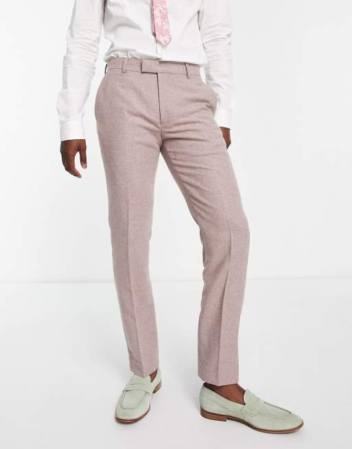 Pantalones de traje color malva de tweed de Harry Brown Wedding