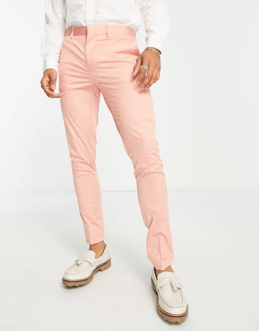 Pantalones de traje color melocotón de corte superpitillo de Devils Advocate Wedding