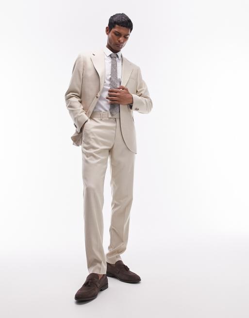Pantalones de traje color piedra de corte pitillo de Topman